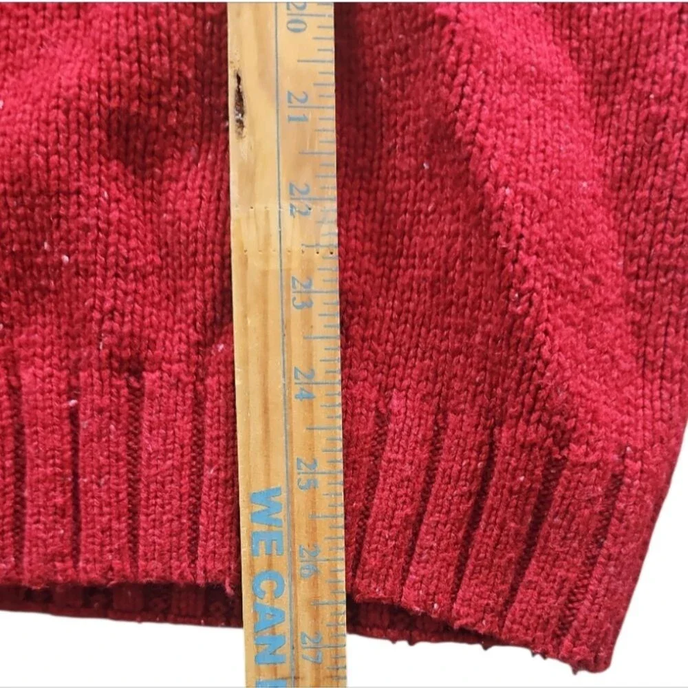 Nautica Red Wool Blend Sweater Men’s XXL Quarter Button Mock Neck Pullover Prep